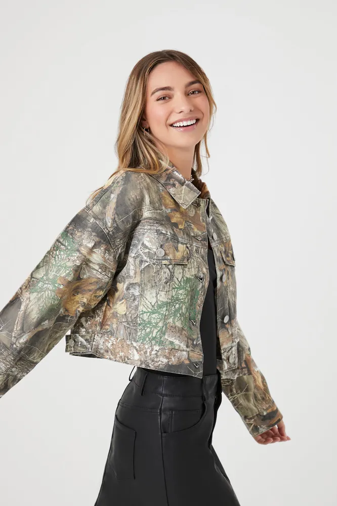 Forever 21 Cropped Camo Jacket