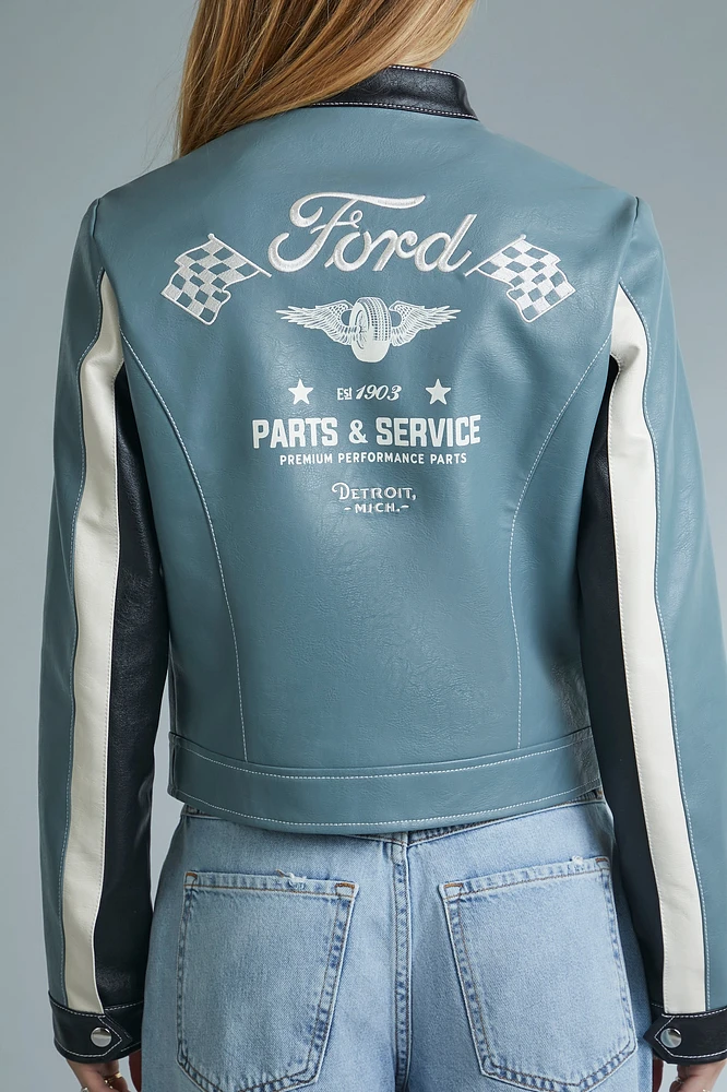 Ford Faux Leather Racecar Jacket