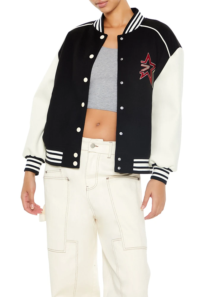 Blouson Letterman de style universitaire à imprimé Star Girl