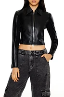 Blouson de style moto court en similicuir