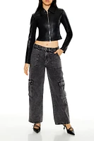 Faux Leather Cropped Moto Jacket