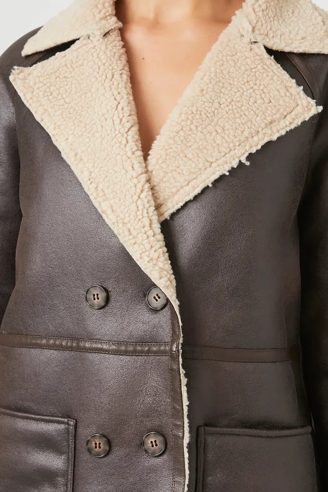 Faux Leather Sherpa Trim Jacket