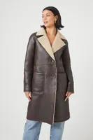 Faux Leather Sherpa Trim Jacket