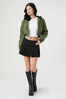 Hooded Cropped Bomber Jacket