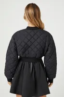 Cropped Quilted Bomber Jacket