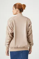 Faux Leather Ruched Bomber Jacket