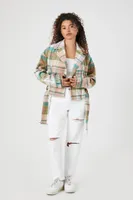 Plaid Belted Moto Jacket