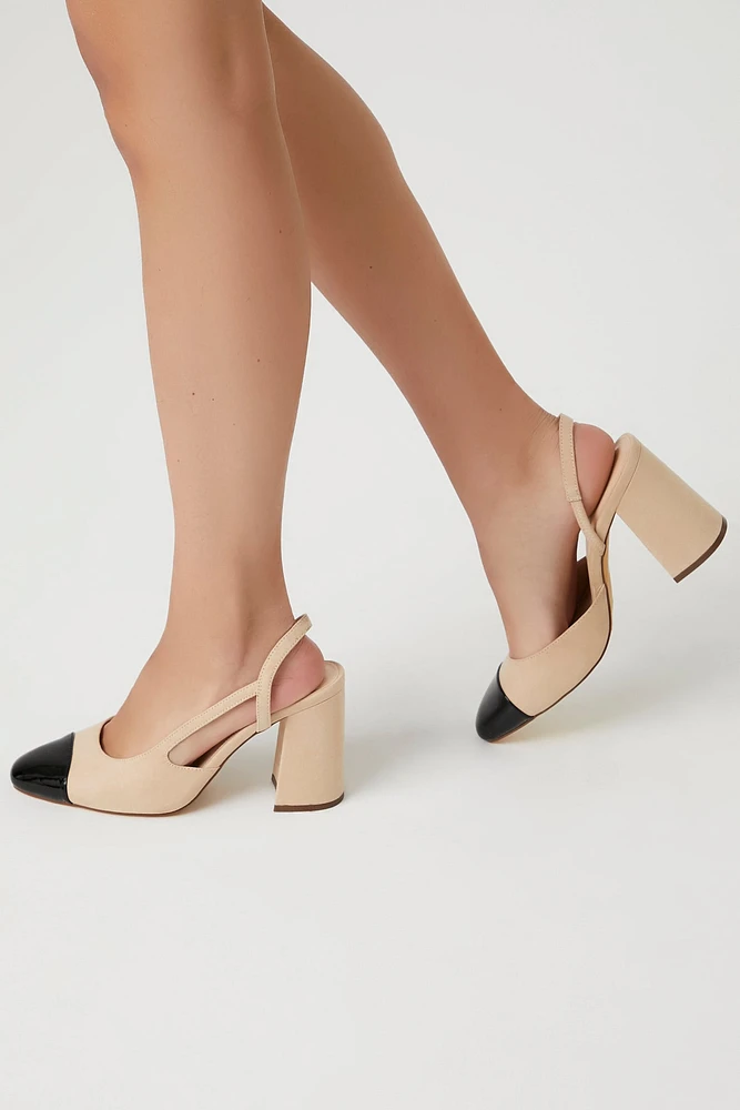 Colourblock Pointed Toe Block Heel