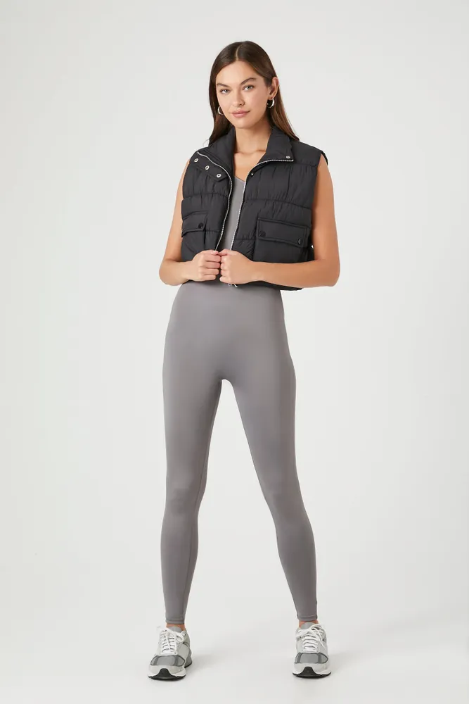 Cropped Zip-Up Puffer Vest