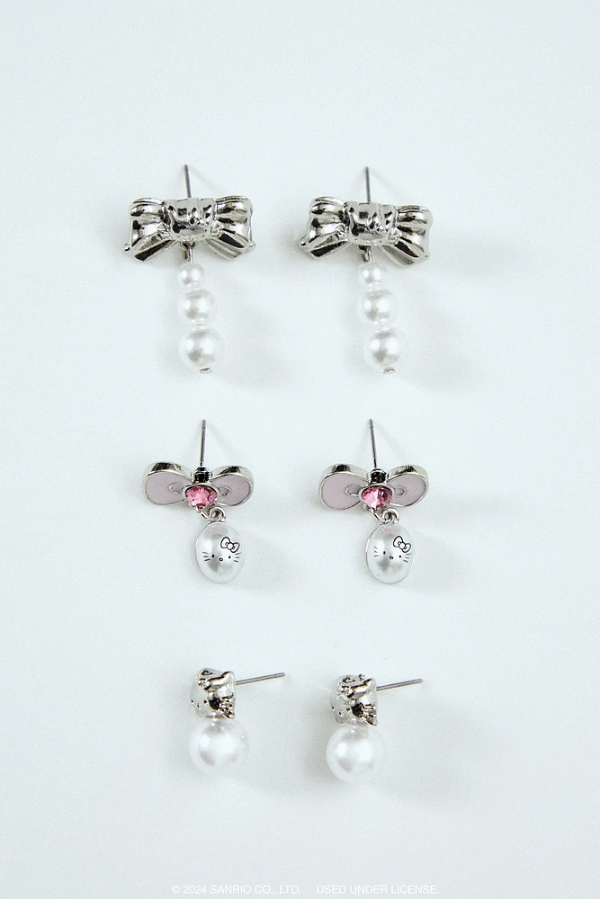 Boucles d'oreilles en similiperles Hello Kitty (Paquet de 3