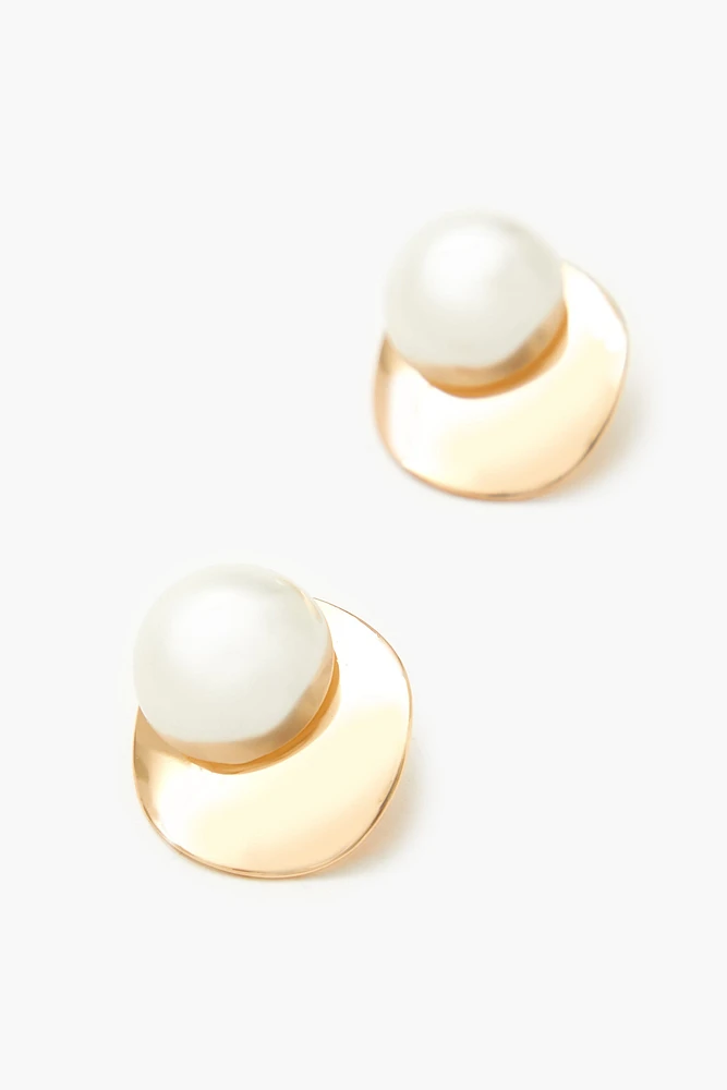 Faux Pearl Stud Earrings