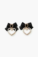 Faux Pearl Heart Drop Earrings