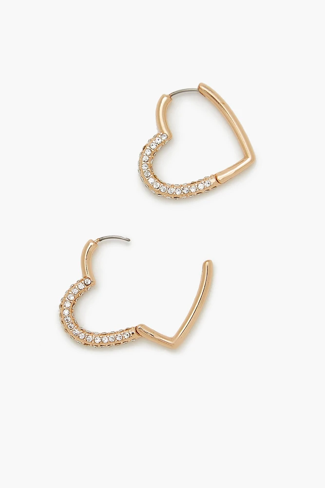 Rhinestone Heart Hoop Earrings