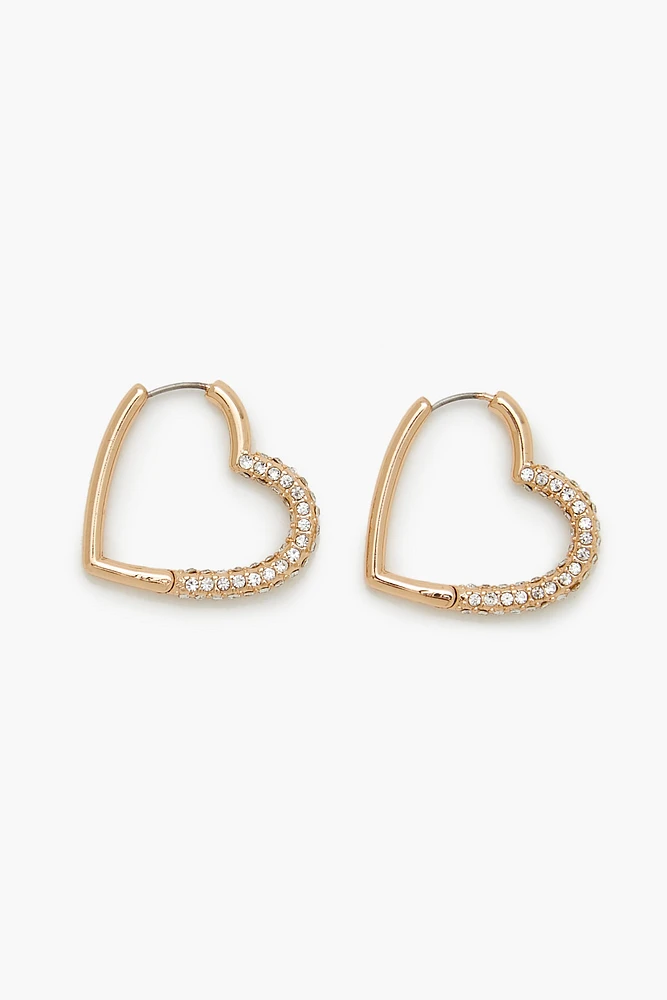 Rhinestone Heart Hoop Earrings