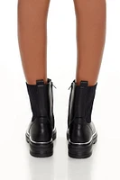 Faux Leather Combat Booties