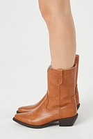 Faux-Leather Pointed Cowboy Boot