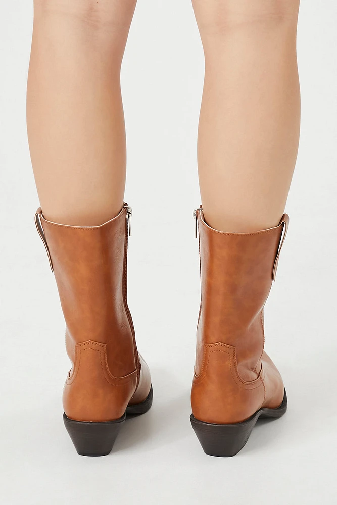 Faux-Leather Pointed Cowboy Boot