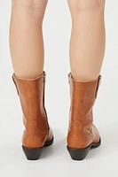 Faux-Leather Pointed Cowboy Boot