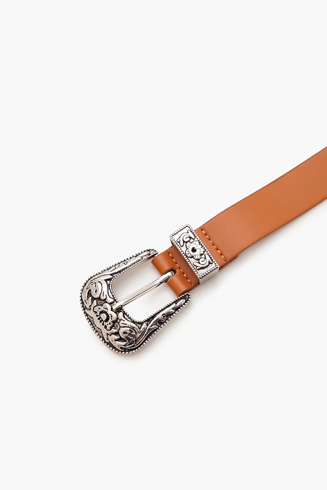 Etched Faux Leather Belt