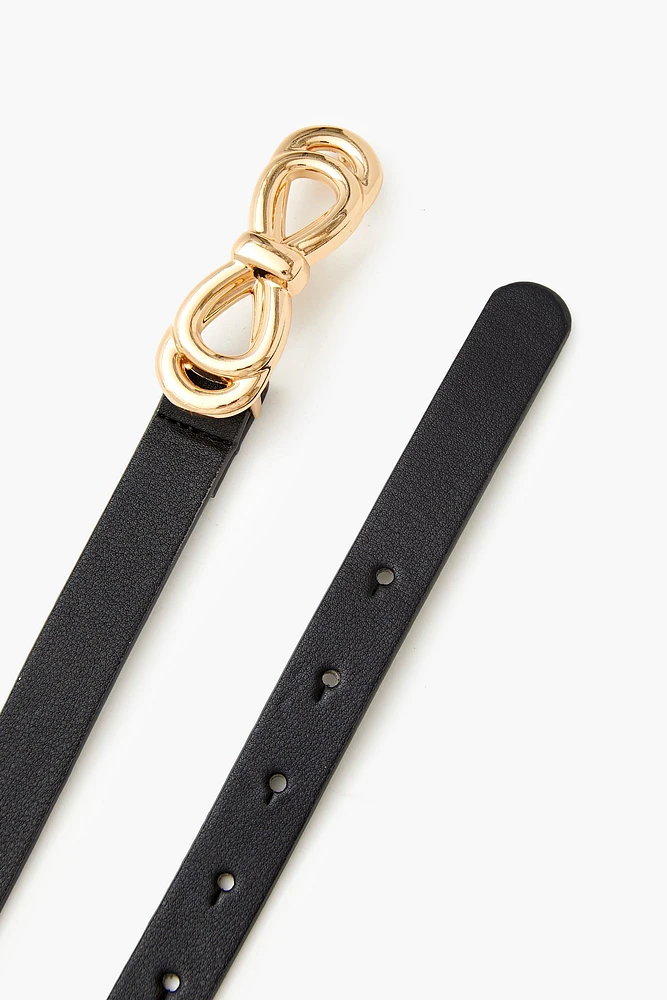 Bow Buckle Faux Leather Belt