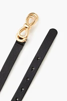 Bow Buckle Faux Leather Belt