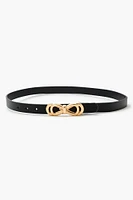 Bow Buckle Faux Leather Belt