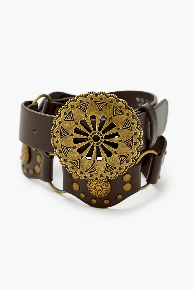 Ceinture en similicuir avec boucle gravée