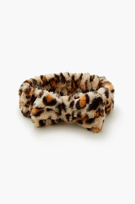 Faux Fur Leopard Print Headwrap