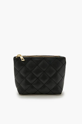 Quilted Faux Leather Makeup Bag