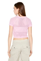 Crochet Knit Cropped T-Shirt