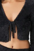 Fuzzy Knit Cropped Cardigan