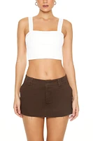 Ribbed Knit Square Neck Cropped Tank