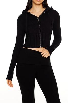 Ribbed Knit Zip-Up Sweater