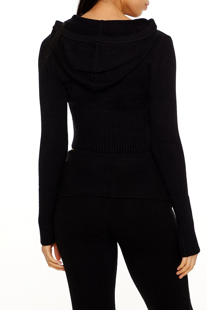 Ribbed Knit Zip-Up Sweater