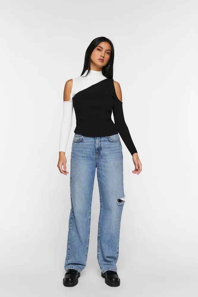 Open Shoulder Colourblock Sweater