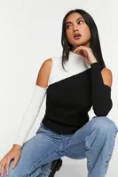 Open Shoulder Colourblock Sweater