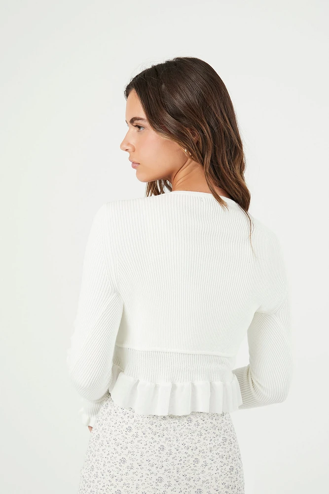 Ruffle Front Tie Sweater