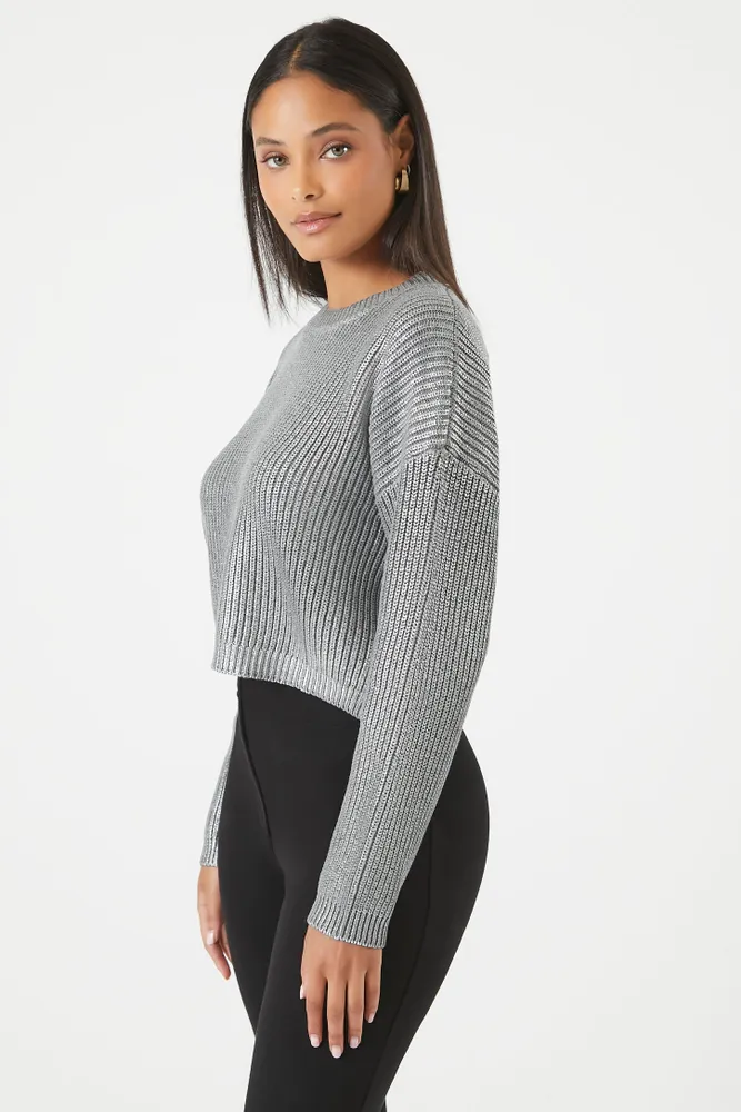 Ribbed Knit Metallic Sweater