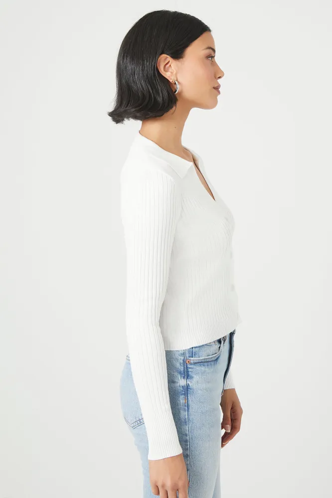 Button-Up Sweater-Knit Top