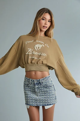 Ford Bronco Chenille Embroidered Cropped Sweatshirt