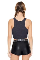 Austin Graphic Rhinestone Lace-Up Cropped Tank