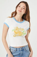 Juicy Orange Graphic Ringer T-Shirt