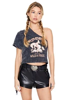 Rodeo Graphic Washed One Shoulder T-Shirt