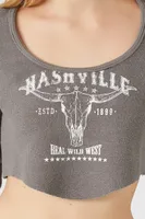 Nashville Graphic Cropped Long Sleeve Top