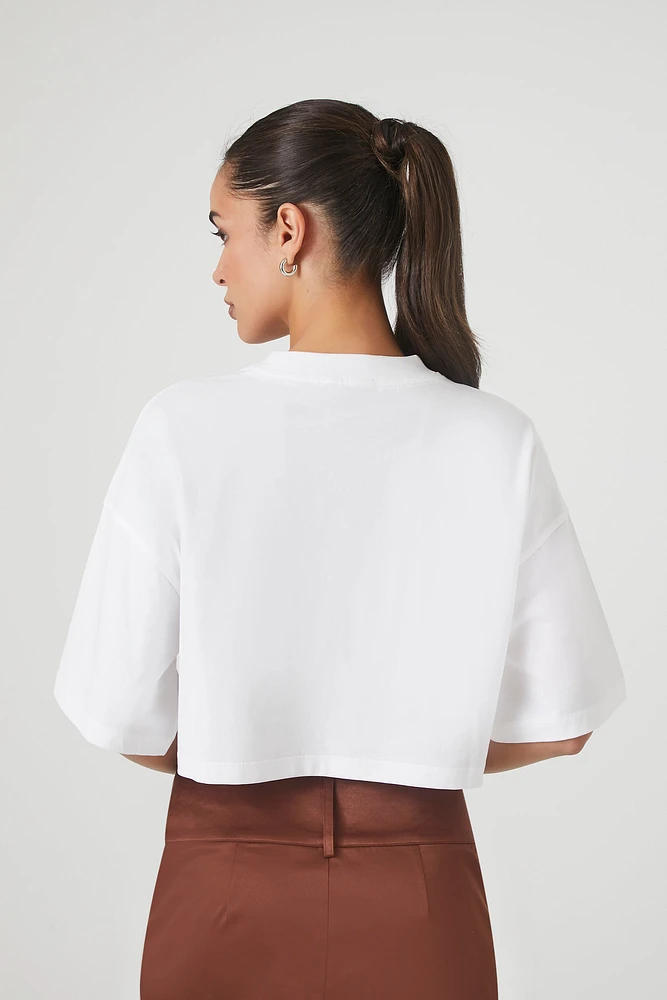 Natural Graphic Cropped T-Shirt