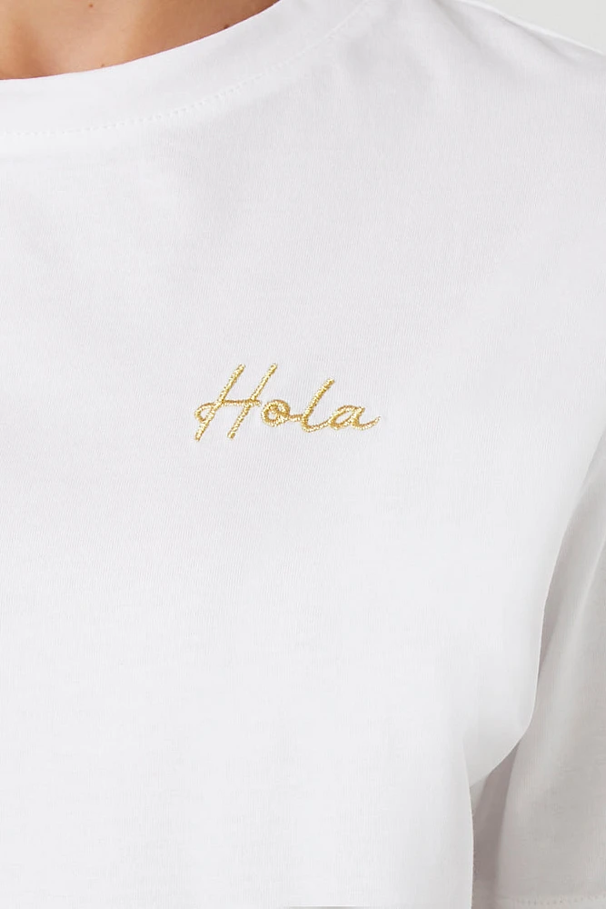 Hola Embroidered T-Shirt