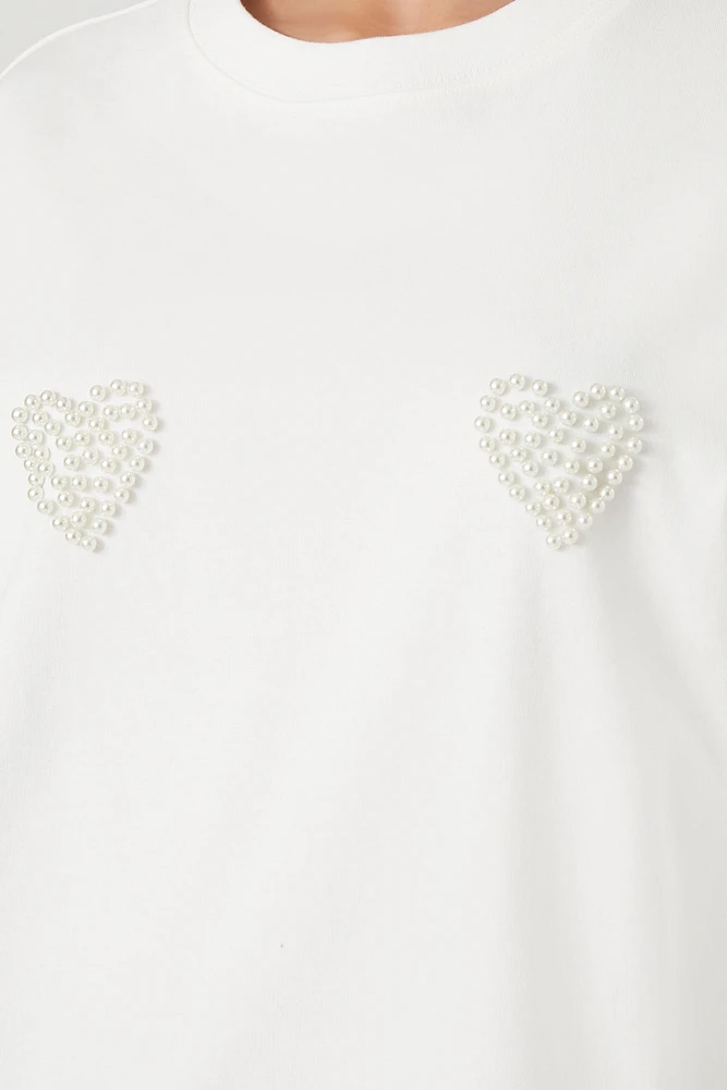 Faux Pearl Heart T-Shirt