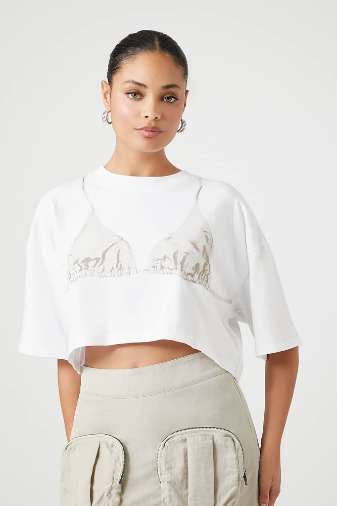 Bikini Top Graphic Cropped T-Shirt