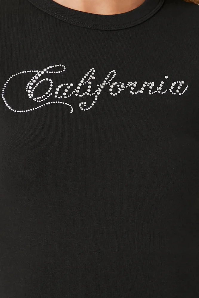 Rhinestone California Cropped Baby T-Shirt