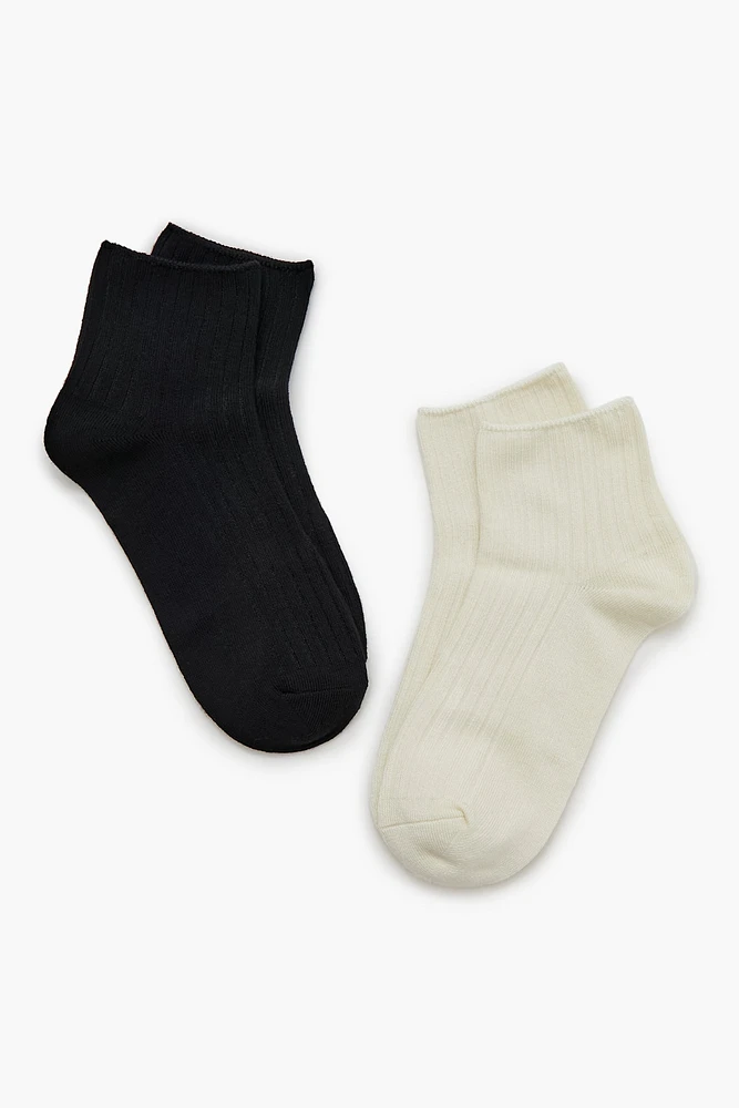 Ribbed Quarter Socks (2 Pack)